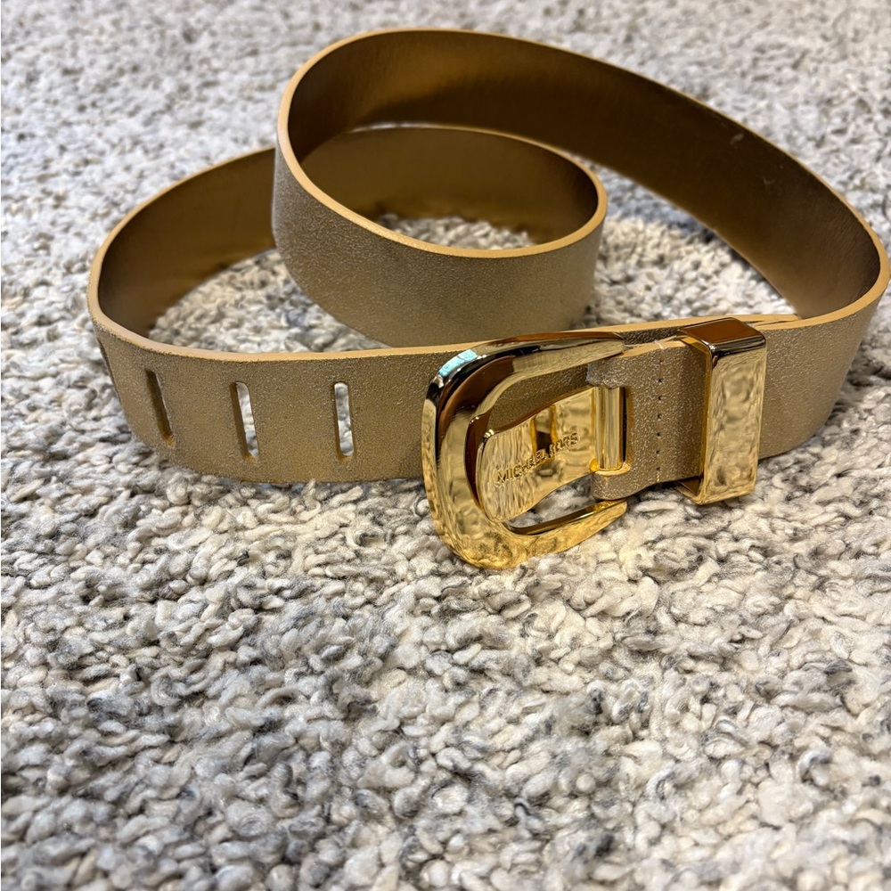 Michael Kors Gold Leather Belt